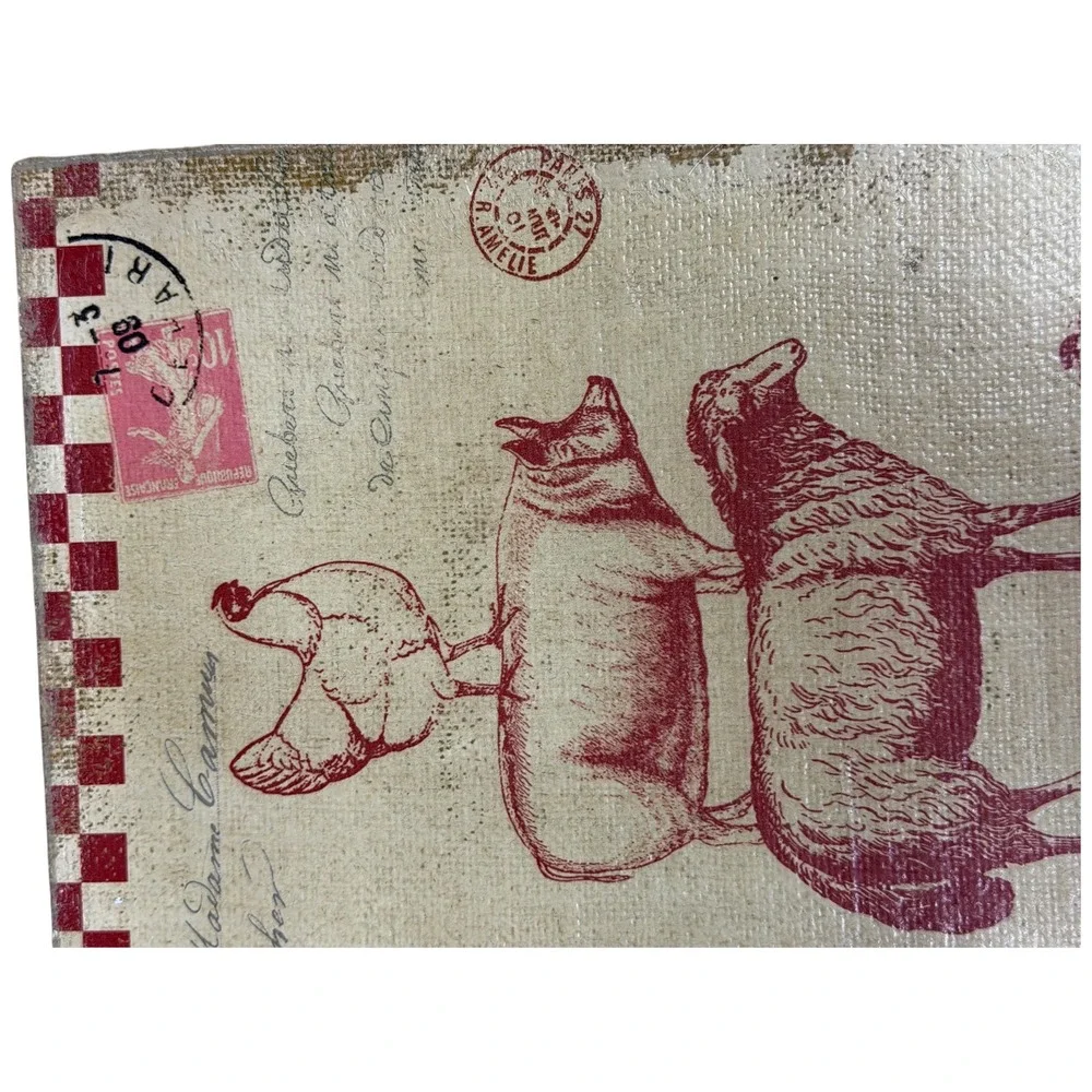 Farmhouse Stacked Animals Canvas Wall‎ Art Burlap French Country Decor 13x19in